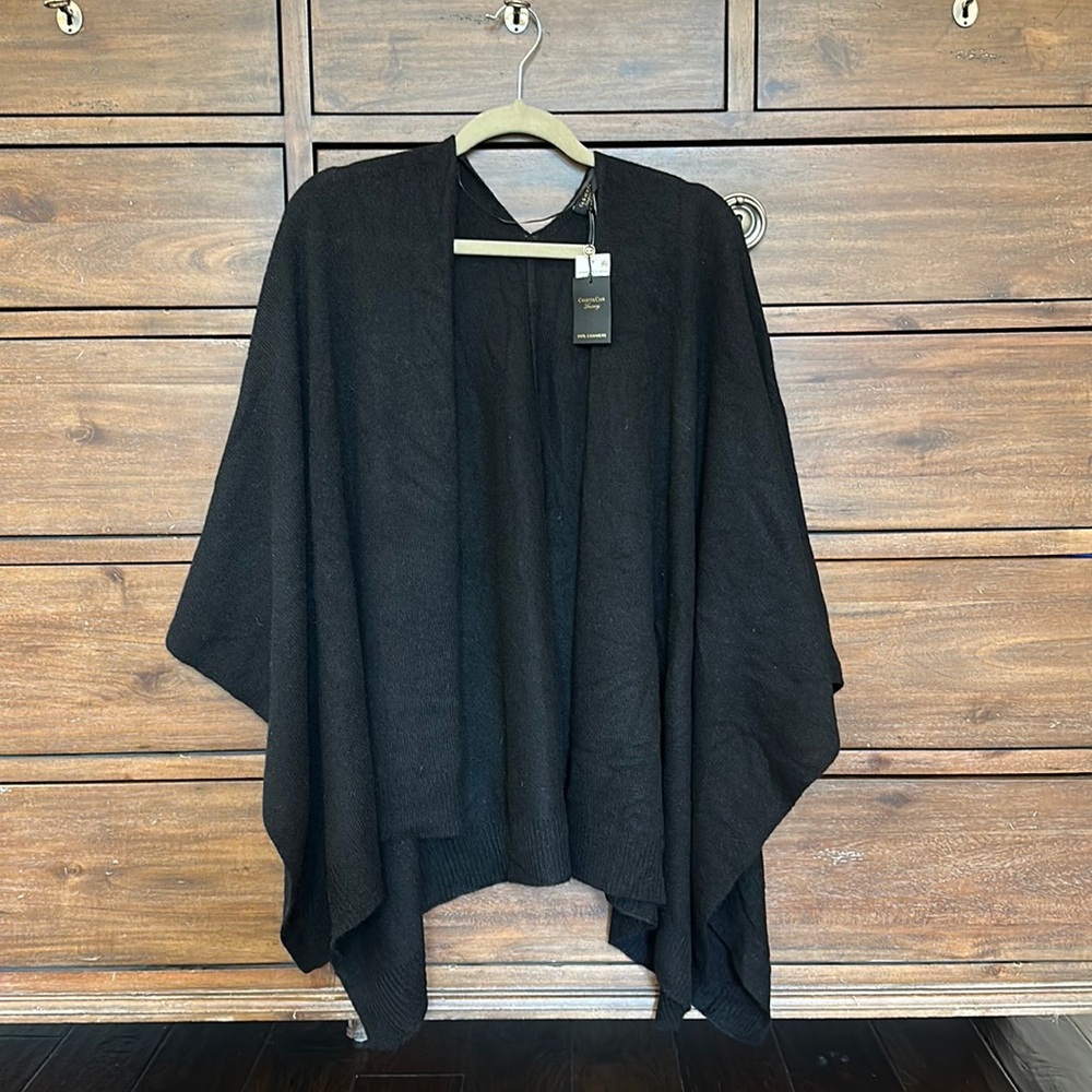 NWT 100% Cashmere Charter Club Legacy Wrap in Classic Black, One Size.